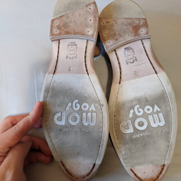 Blue leather John Fluevog flats, retro summer sandals, designer Mary Jane shoes - Picture 9 of 15